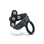 Черное эрекционное кольцо с подхватом мошонки на кнопках VS6 - Blush Novelties - в Бийске купить с доставкой
