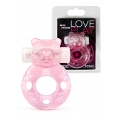Розовое эрекционное виброкольцо в форме мишки - 1137 - в Бийске купить с доставкой