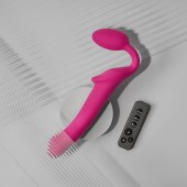 Ярко-розовый безремневой страпон Strap-on-me Vibrating Bendable Strap-On size M - Strap-on-me - купить с доставкой в Бийске