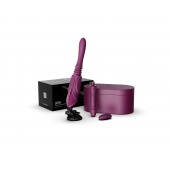 Фиолетовая секс-машина с функцией нагрева, насадками и присоской Sesh - Zalo - купить с доставкой в Бийске