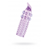 Гелевая фиолетовая насадка с шариками, шипами и усиком - 11 см. - Toyfa Basic - в Бийске купить с доставкой