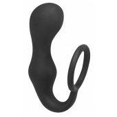 Чёрное эрекционное кольцо с анальной пробкой Double Pleasure Anal Plug - Lola Games - в Бийске купить с доставкой