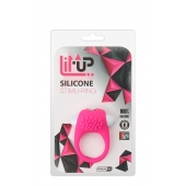 Розовое эрекционное кольцо с щеточкой LIT-UP SILICONE STIMU RING 5 - Dream Toys - в Бийске купить с доставкой