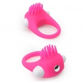 Розовое эрекционное кольцо с щеточкой LIT-UP SILICONE STIMU RING 5 - Dream Toys - в Бийске купить с доставкой