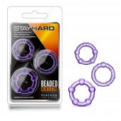 Набор из 3 фиолетовых эрекционных колец Stay Hard Beaded Cockrings - Blush Novelties - в Бийске купить с доставкой