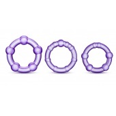Набор из 3 фиолетовых эрекционных колец Stay Hard Beaded Cockrings - Blush Novelties - в Бийске купить с доставкой