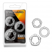 Набор из 3 прозрачных эрекционных колец Stay Hard Beaded Cockrings - Blush Novelties - в Бийске купить с доставкой