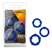 Набор из 3 синих эрекционных колец Stay Hard Beaded Cockrings - Blush Novelties - в Бийске купить с доставкой