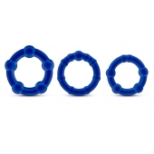 Набор из 3 синих эрекционных колец Stay Hard Beaded Cockrings - Blush Novelties - в Бийске купить с доставкой