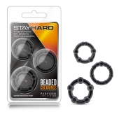 Набор из 3 чёрных эрекционных колец Stay Hard Beaded Cockrings - Blush Novelties - в Бийске купить с доставкой