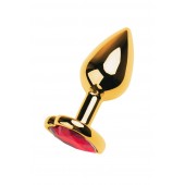 Золотистая анальная пробка с кристаллом-сердцем - 7,5 см. - ToyFa - купить с доставкой в Бийске