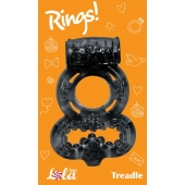 Чёрное эрекционное кольцо Rings Treadle с подхватом - Lola Games - в Бийске купить с доставкой