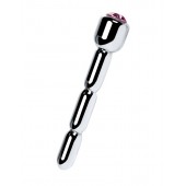 Серебристый уретральный плаг со стразом - 7 см. - ToyFa - купить с доставкой в Бийске