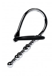 Серебристый уретральный плаг-бусины TOYFA Metal с мягким фиксириющим кольцом - ToyFa - купить с доставкой в Бийске