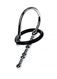 Серебристый уретральный плаг-бусины TOYFA Metal с мягким фиксириющим кольцом - ToyFa - купить с доставкой в Бийске