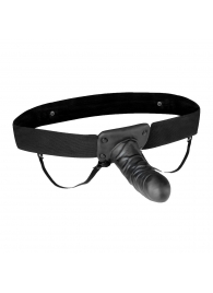 Чёрный полый страпон с вибрацией Unisex Vibrating Hollow Strap-On - 14 см. - Lux Fetish - купить с доставкой в Бийске