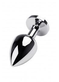 Серебристая коническая анальная пробка с красным кристаллом - 8 см. - ToyFa - купить с доставкой в Бийске