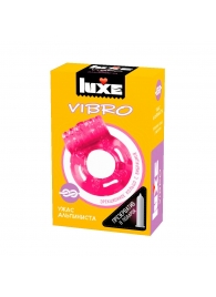 Розовое эрекционное виброкольцо Luxe VIBRO  Ужас Альпиниста  + презерватив - Luxe - в Бийске купить с доставкой