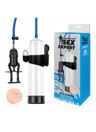 Прозрачная вакуумная вибропомпа Sex Expert с насадкой-вагиной - Sex Expert - в Бийске купить с доставкой