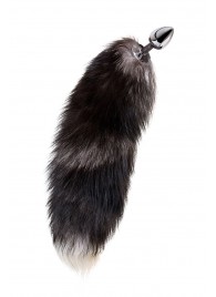 Серебристая металлическая анальная втулка с хвостом чернобурой лисы - размер S - ToyFa - купить с доставкой в Бийске