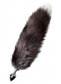 Серебристая металлическая анальная втулка с хвостом чернобурой лисы - размер S - ToyFa - купить с доставкой в Бийске