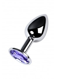 Серебристая конусовидная анальная пробка с фиолетовым кристаллом - 7 см. - ToyFa - купить с доставкой в Бийске