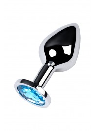 Серебристая конусовидная анальная пробка с голубым кристаллом - 8 см. - ToyFa - купить с доставкой в Бийске