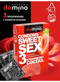 Презервативы для орального секса DOMINO Sweet Sex с ароматом клубничного коктейля  - 3 шт. - Domino - купить с доставкой в Бийске