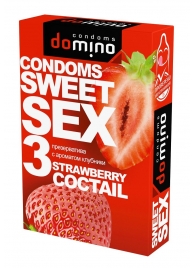 Презервативы для орального секса DOMINO Sweet Sex с ароматом клубничного коктейля  - 3 шт. - Domino - купить с доставкой в Бийске