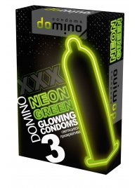 Презервативы DOMINO Neon Green со светящимся в темноте кончиком - 3 шт. - Domino - купить с доставкой в Бийске