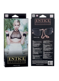 Черные мягкие наручники Entice French Cuffs с цепью - California Exotic Novelties - купить с доставкой в Бийске