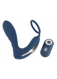 Синий вибростимулятор простаты с кольцом - 14,5 см. - Orion - в Бийске купить с доставкой