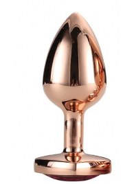 Золотистая анальная втулка с кристаллом-сердечком розового цвета - 7,1 см. - Dream Toys - купить с доставкой в Бийске