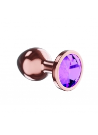 Пробка цвета розового золота с фиолетовым кристаллом Diamond Amethyst Shine S - 7,2 см. - Lola Games - купить с доставкой в Бийске