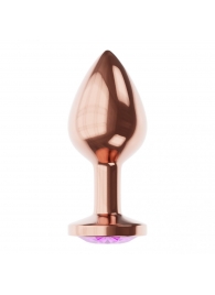 Пробка цвета розового золота с фиолетовым кристаллом Diamond Amethyst Shine S - 7,2 см. - Lola Games - купить с доставкой в Бийске