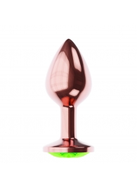 Пробка цвета розового золота с лаймовым кристаллом Diamond Emerald Shine S - 7,2 см. - Lola Games - купить с доставкой в Бийске