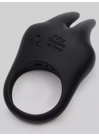 Черное эрекционное виброкольцо Sensation Rechargeable Vibrating Rabbit Love Ring - Fifty Shades of Grey - в Бийске купить с доставкой