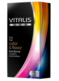 Цветные ароматизированные презервативы VITALIS PREMIUM color   flavor - 12 шт. - Vitalis - купить с доставкой в Бийске
