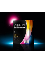 Цветные ароматизированные презервативы VITALIS PREMIUM color   flavor - 3 шт. - Vitalis - купить с доставкой в Бийске