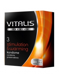 Презервативы VITALIS PREMIUM stimulation   warming с согревающим эффектом - 3 шт. - Vitalis - купить с доставкой в Бийске