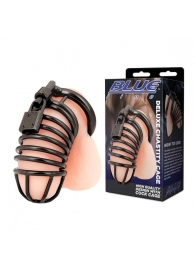 Черная металлическая клетка с замком Deluxe Chastity Cage - BlueLine - купить с доставкой в Бийске