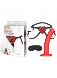 Красный поясной фаллоимитатор Red Heart Strap on Harness   5in Dildo Set - 12,25 см. - Lux Fetish - купить с доставкой в Бийске