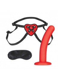 Красный поясной фаллоимитатор Red Heart Strap on Harness   5in Dildo Set - 12,25 см. - Lux Fetish - купить с доставкой в Бийске