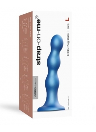 Голубая насадка Strap-On-Me Dildo Plug Balls size L - Strap-on-me - купить с доставкой в Бийске