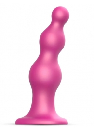 Розовая насадка Strap-On-Me Dildo Plug Beads size L - Strap-on-me - купить с доставкой в Бийске