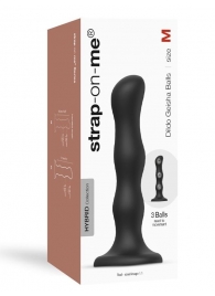 Черная насадка Strap-On-Me Dildo Geisha Balls size M - Strap-on-me - купить с доставкой в Бийске