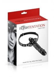 Черный кляп-фаллоимитатор Double Penis Gag - Fetish Tentation - купить с доставкой в Бийске