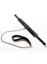 Черный ошейник с шипами и поводком - Crazy Handmade - купить с доставкой в Бийске