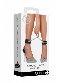 Черные поножи Diamond Studded Ankle Cuffs - Shots Media BV - купить с доставкой в Бийске