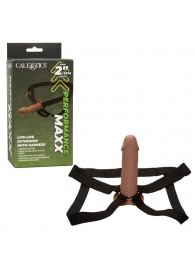 Коричневый фаллопротез Life-Like Extension with Harness - 17,75 см. - California Exotic Novelties - купить с доставкой в Бийске